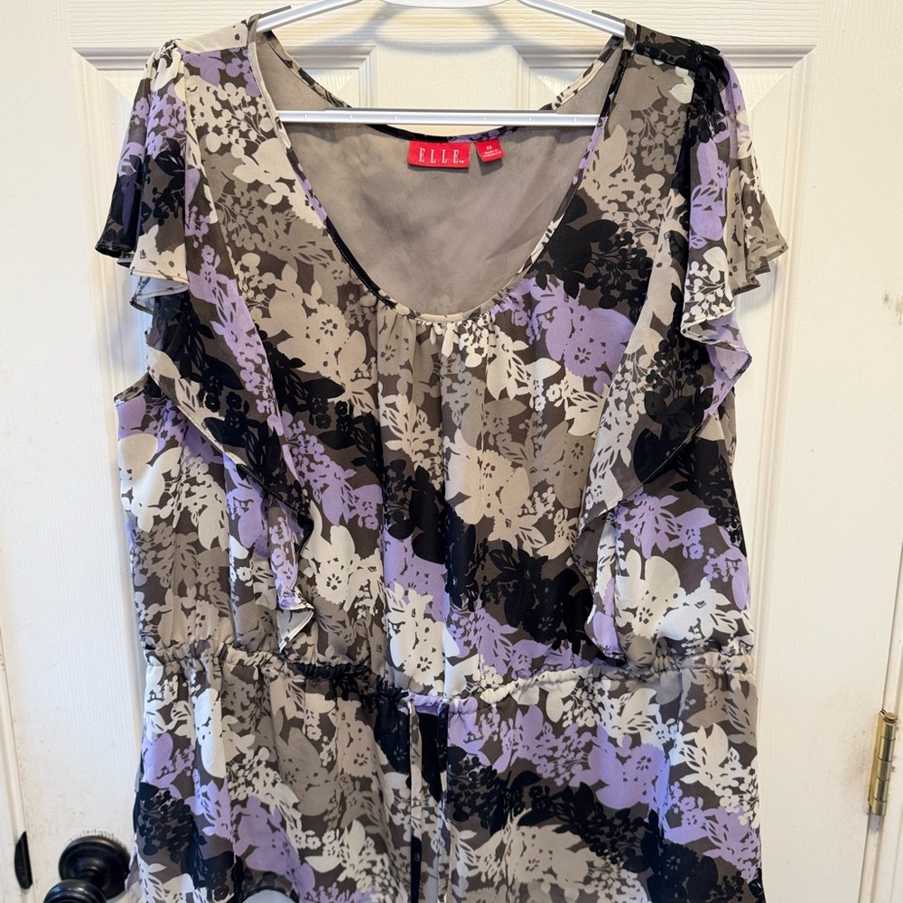 Elle Women's Floral Blouse - Black, Gray, Lavender
